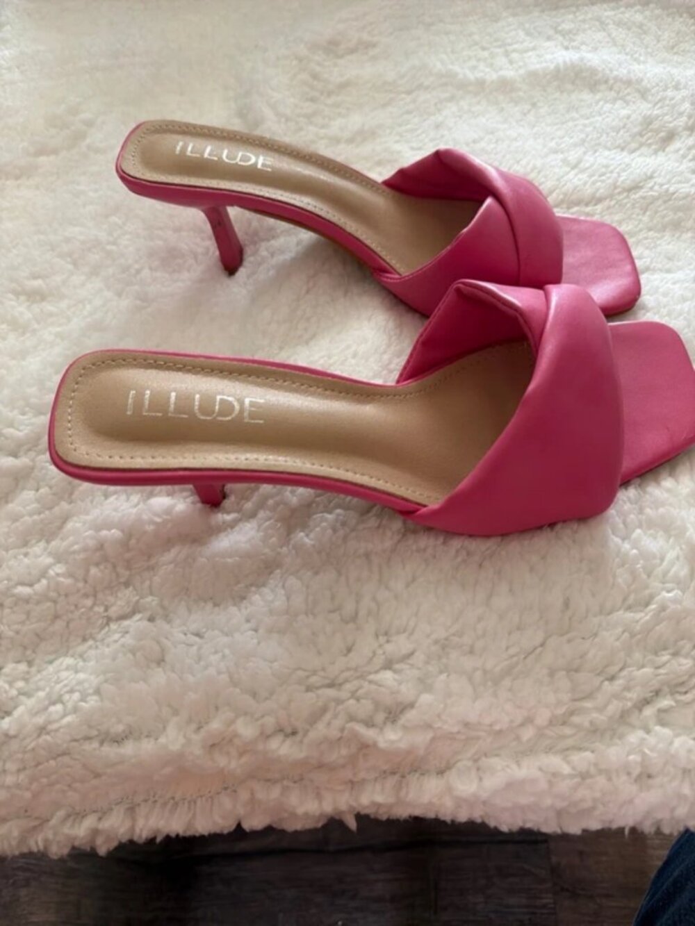 Pink slip on shoe